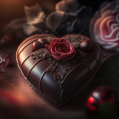 Walentynkowy tort czekoladowy w kształcie serca - obrazy, fototapety, plakaty