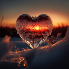 Fototapeta Szklane serce o zachodzie słońca obraz