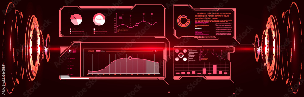 Poster head-up display elements for the web and app. futuristic user interface. set of black and white info