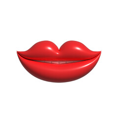 red lips isolated on white, 3d illustration