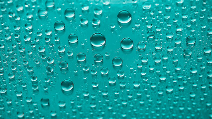 Water drops. Abstract gradient backdrop Droplet texture. Green gradient. Textured image. Small depth of field. Selective focus