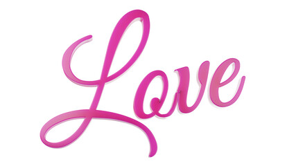 written love pink font 3d render png