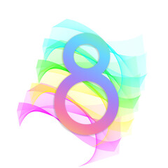 The symbol of International Women's Day is a multicolored eight on a white background.