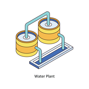Water Plant Vector Isometric Filled Outline icon for your digital or print projects. stock illustration