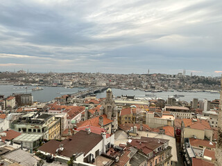 Old Istanbul and Bosphorus view from Galata Tower. Old town Istanbul view from Galata Tower. Istanbul panorama, Turkey