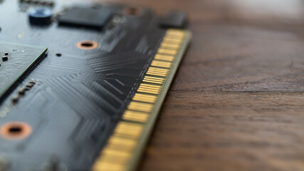 Electronic board with transistors and resistors. Printed circuit board. Transistors and resistors....
