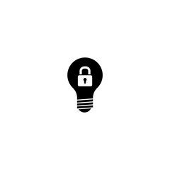 Patent idea, patented solution locked. Patent icon with light bulb and padlock isolated on white background