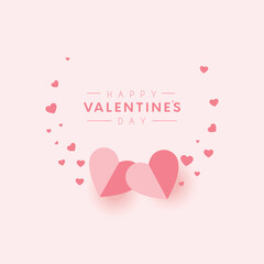 Hearts decoration banner for valentines day-Paper elements in shape of heart flying on pink background. Valentine's Day, birthday greeting card design
