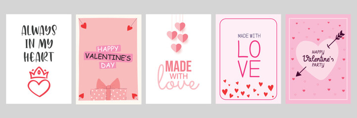 Valentine`s Day card set with hand draw lettering and cute elements. Cards, posters, brochures. Ideal for Valentine`s Day, wedding and birthday. love social media post image
