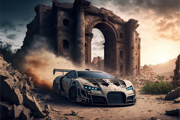Ancient City Action Sports Car-AI Generated
