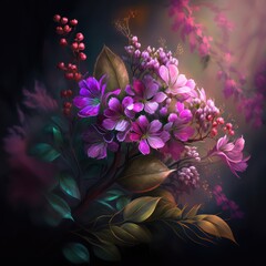Fototapeta na wymiar Bouquet of flowers in a vase. AI Generative