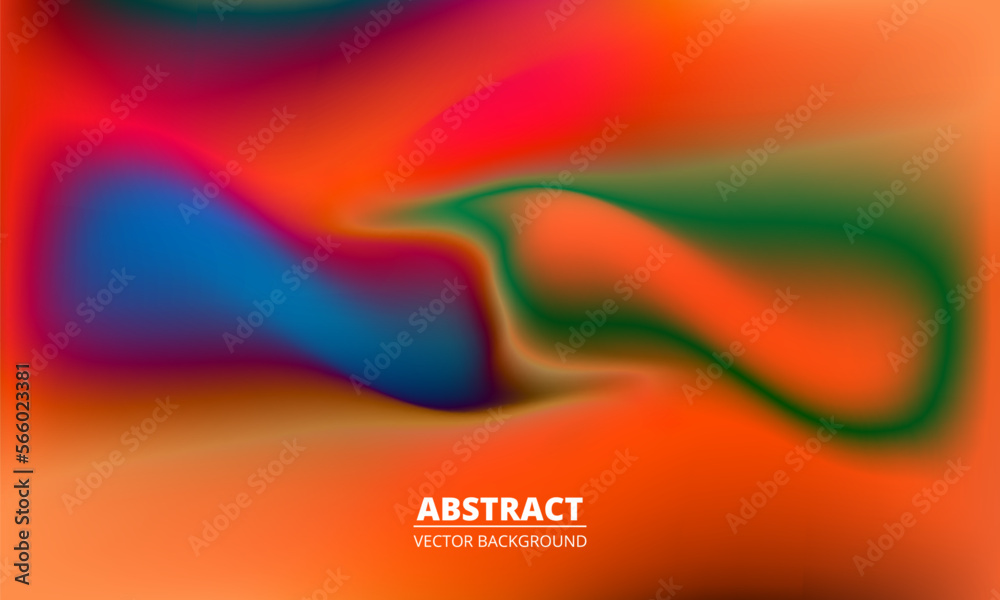 Poster orange abstract background with blurred multicolor gradient and halftones shapes. vector illustratio