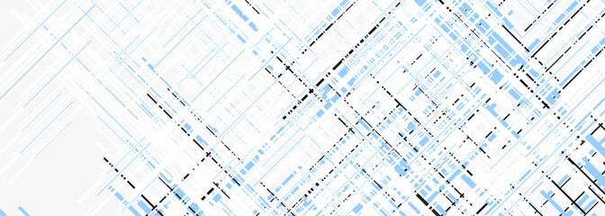 Abstract modern wide banner design with diagonal blue and white striped shapes. Vector illustration