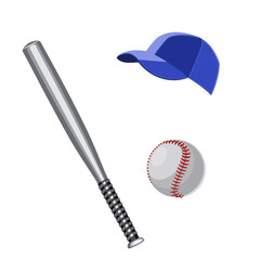 Baseball equipment vector illustration in flat technique 