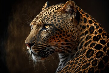 Fototapeta na wymiar Leopard close-up resting looking away from camera illustration generative ai