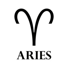 Aries sign. Aries zodiac symbol. Aries icon isolated on white background. Horoscope sign