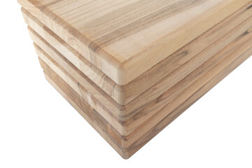 Wooden boards, a board with a seamed edge for building a house and interior decoration, on an isolated white