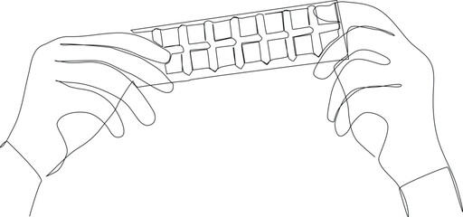 Chocolate variant by simple continuous line. Minimalist valentine concept, chocolate, vector illustration, simple design graphics.