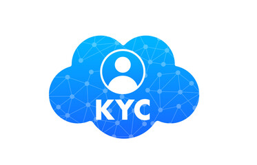 KYC - Know Your Customer vector icon design. Profile identity symbol. KYC cloud. Personal identification concept. KYC Verification. KYC document. Vector illustration