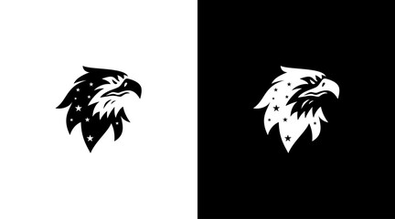 Bald eagle head vector logo monogram united states america black and white icon style Designs templates