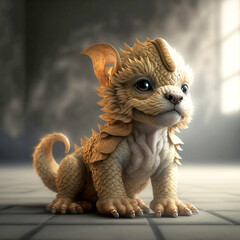 Cute little dragon dog. Created with Generative AI technology.