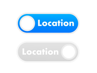 Location button. Find location. Map pin symbol on push button. Vector illustration