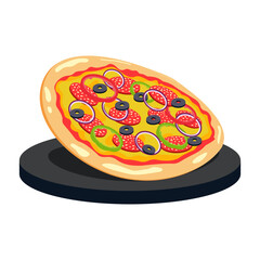 Tasty pepperoni pizza. Fast food Illustration