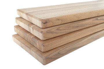 Wooden boards, a board with a seamed edge for building a house and interior decoration, on an isolated white