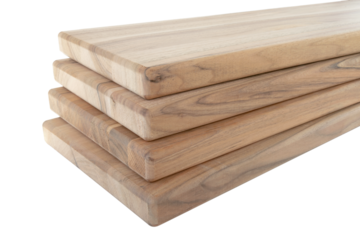 Wooden boards, a board with a seamed edge for building a house and interior decoration, on an isolated white