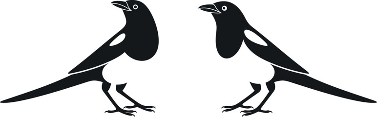 Magpie logo. Isolated magpie on white background - obrazy, fototapety, plakaty