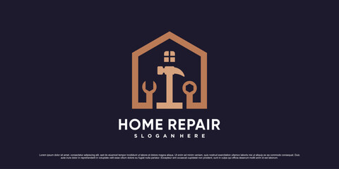 Home repair logo design template with creative element and unique concept