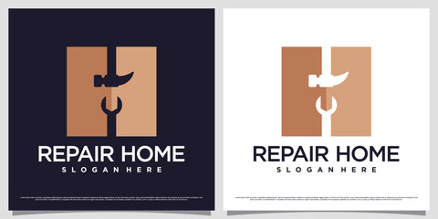 Home repair logo design template with creative element and unique concept