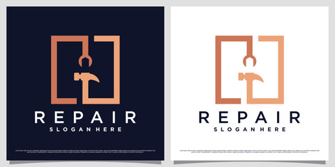 Home repair logo design template with creative element and unique concept