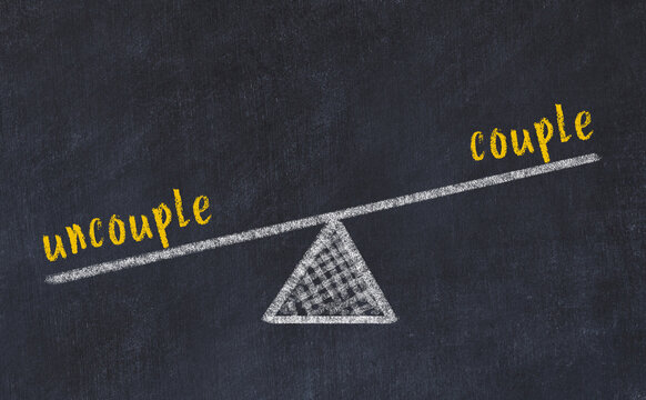 Balance between uncouple and couple. Chalkboard drawing.