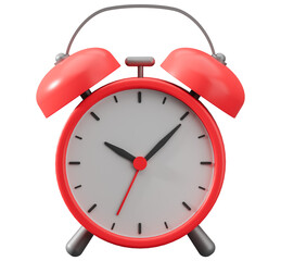 Red alarm clock 3d illustration front view