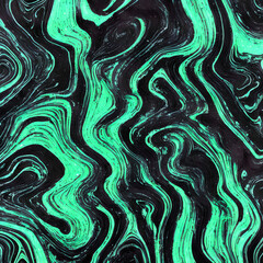 Fototapeta premium High-Resolution Image of a Green and Black Abstract Fluid Paint Background, Perfect for Adding a Touch of Dynamic Energy to any Design or Wallpaper, Ideal for Adding a Pop of Color and Movement
