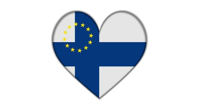 Heart shaped European Union and Filand flag