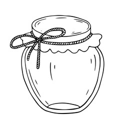 Jar of honey linear sketch .Vector graphics.