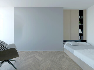 3d render of luxury hotel room, bedroom