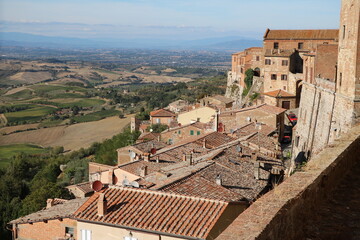 View from Montepulciano to the valley in summer, Tuscany Italy