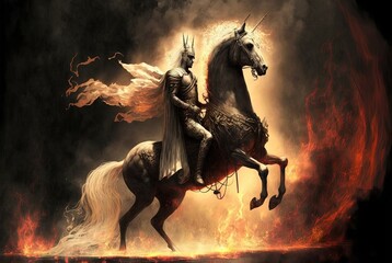 illustration of pale greenish gray Horse from revelation 6:8, generative Ai - obrazy, fototapety, plakaty