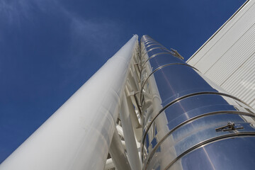 stainless steel chimney on a industrial building