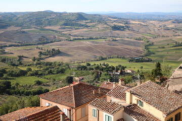 Obraz premium View to Val d'Orcia in summer in Tuscany, Italy