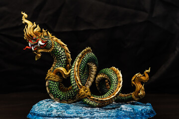King of naga, naka  Thailand dragon or serpent king in the dark