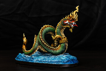King of naga, naka  Thailand dragon or serpent king in the dark