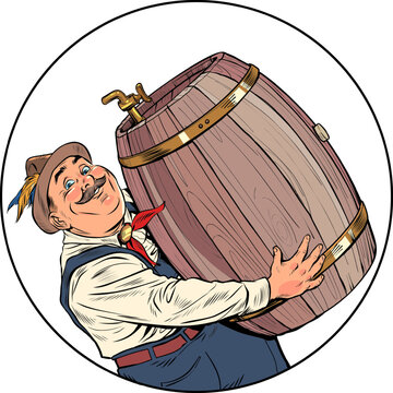 male burgher with a barrel of beer germany or austria national costume, oktoberfest holiday