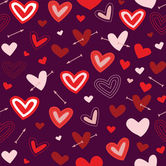 Abstract Valentine's day wallpaper with hearts. Love doodles hearts holiday texture.Square background, repeatable pattern. St Valentine's day wallpaper, valentine present, Doodle style, elements.