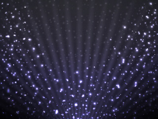 Abstract background with glitter particles and glowing rays