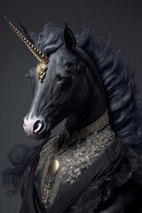 Fototapeta na wymiar black unicorn portrait