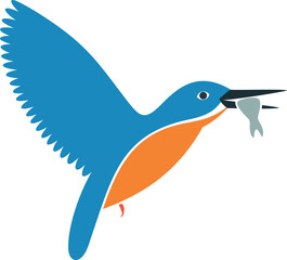 Kingfisher bird logo. Isolated kingfisher bird on white background